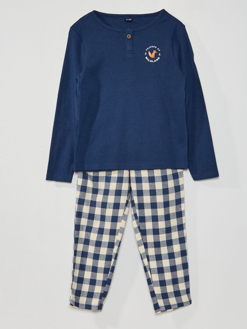 Lange pyjama met vosprint BLAUW - Kiabi