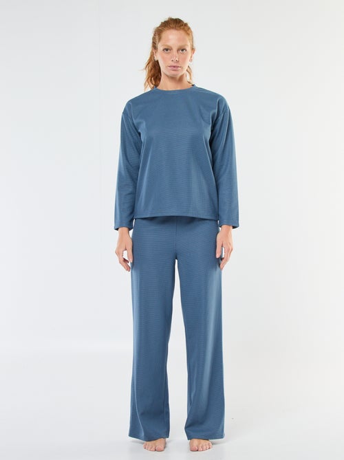 Lange pyjama met wafeltextuur - 2-delig - Kiabi