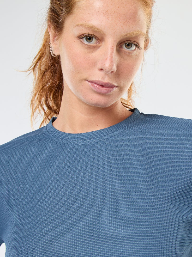Lange pyjama met wafeltextuur - 2-delig Blauw - Kiabi