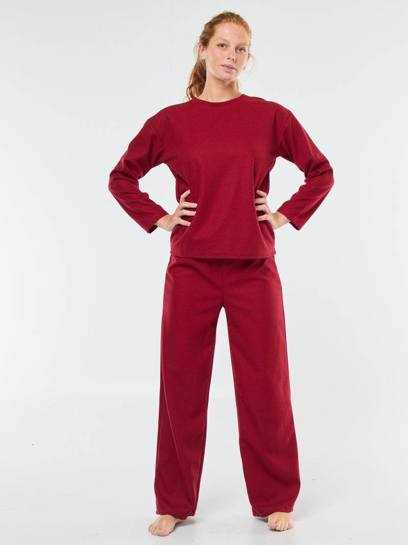 Lange pyjama met wafeltextuur - 2-delig Rood - Kiabi