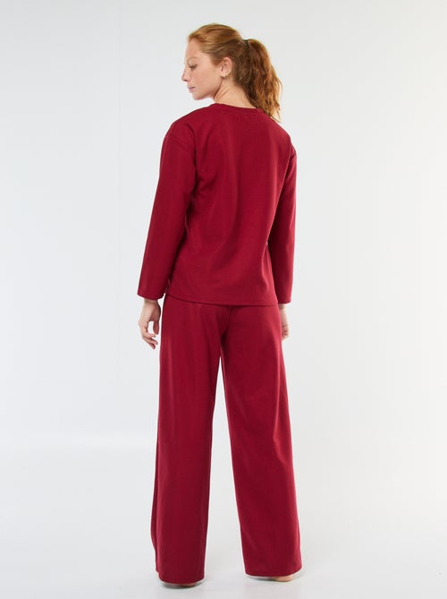Lange pyjama met wafeltextuur - 2-delig - Kiabi