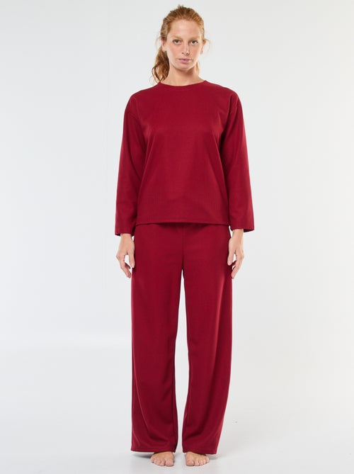 Lange pyjama met wafeltextuur - 2-delig - Kiabi