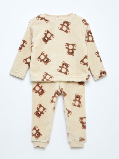 Lange pyjama van fleece - 2-delig - Kiabi