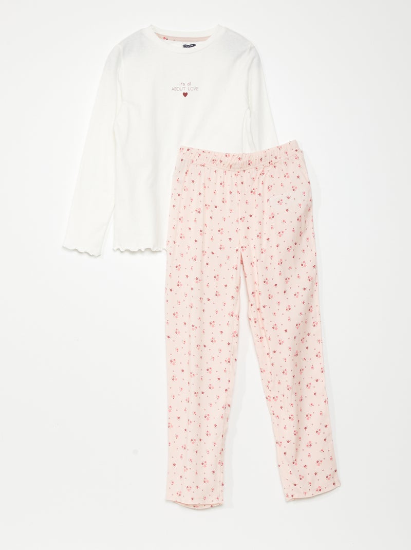 Lange pyjama van jersey - 2-delig BIEGE - Kiabi