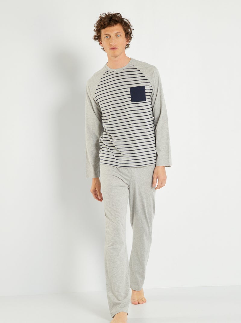 Lange pyjama van jersey - 2-delig - GROEN - - nu