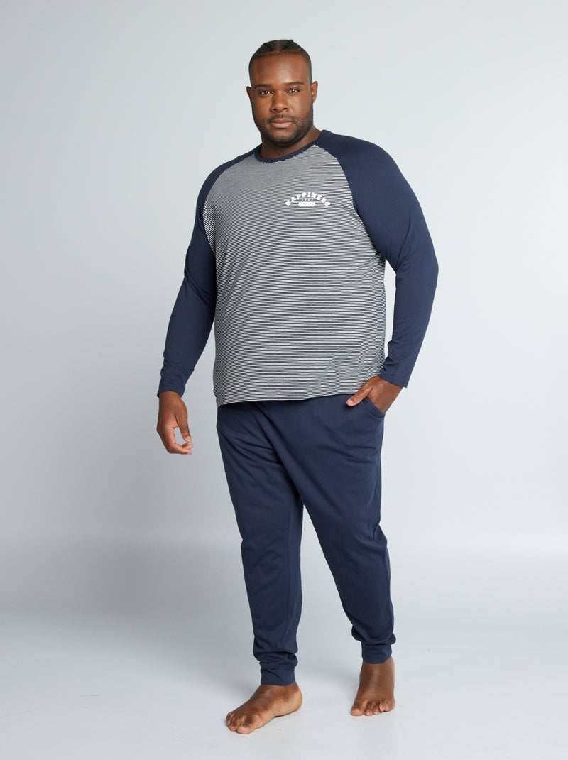 Lange pyjama van jersey - 2-delig BLAUW - Kiabi