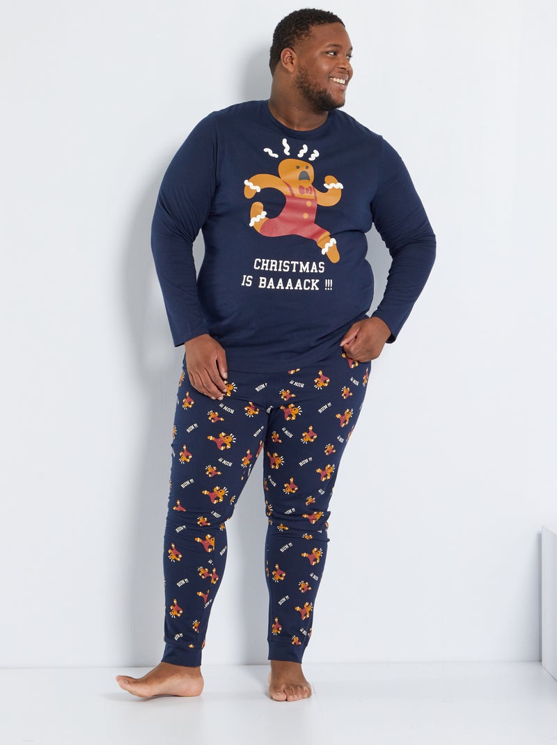 Lange pyjama van jersey - 2-delig BLAUW - Kiabi