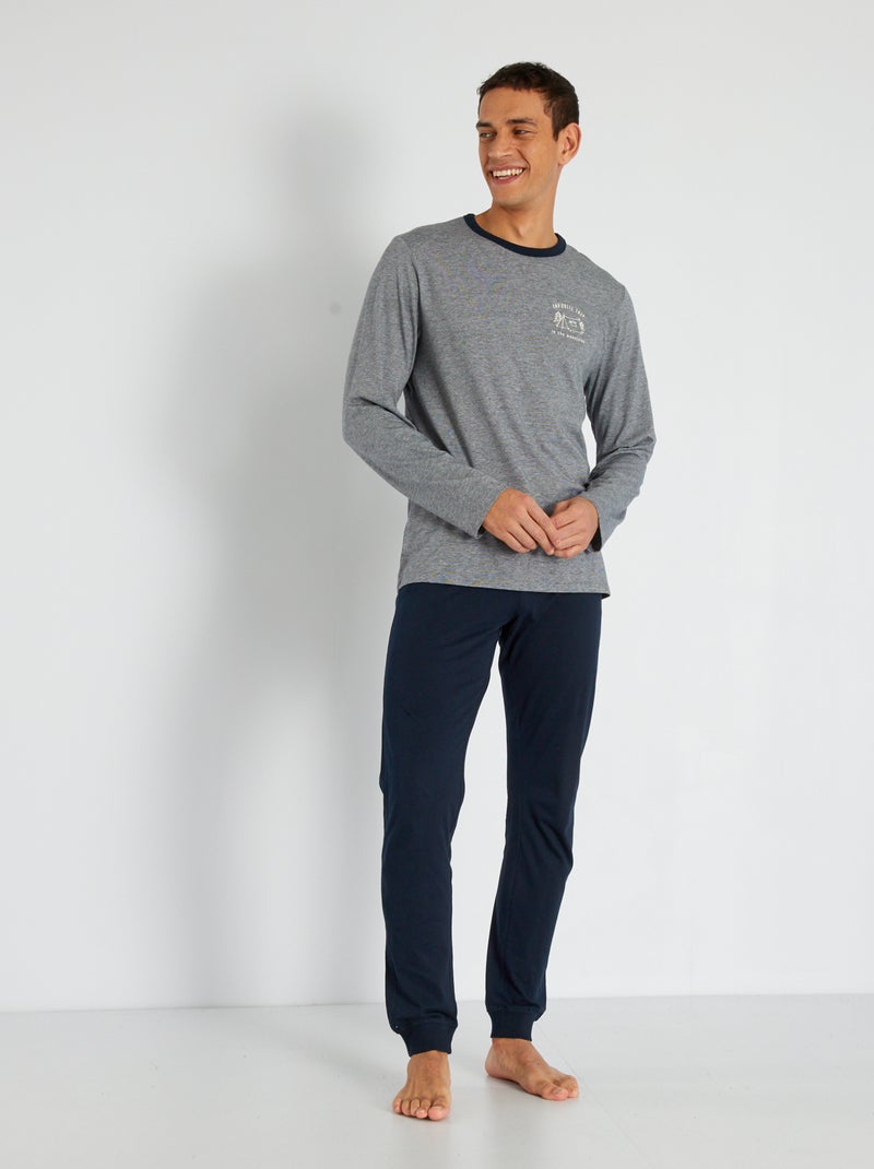 Lange pyjama van jersey - 2-delig BLAUW - Kiabi
