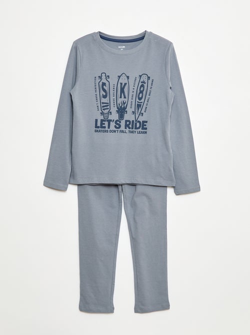 Lange pyjama van jersey met print - 2-delig - Kiabi