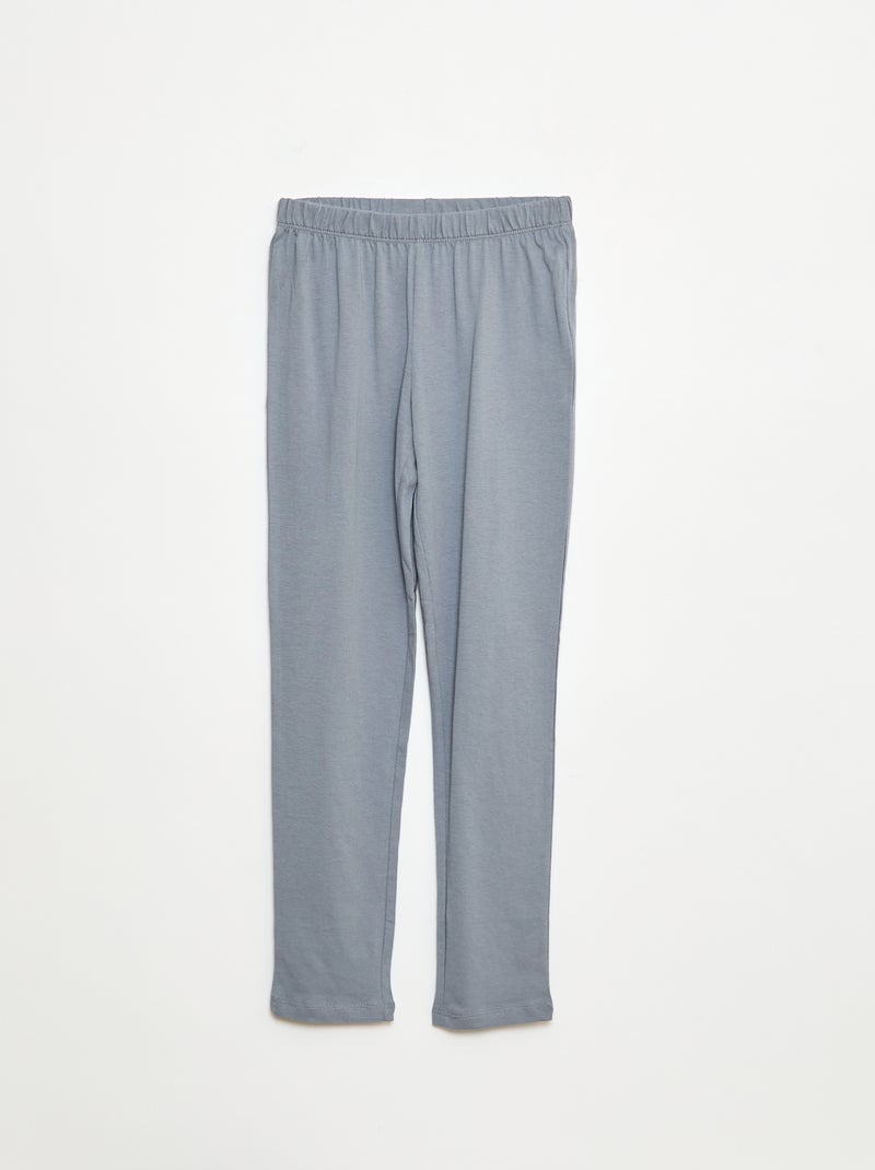 Lange pyjama van jersey met print - 2-delig Blauw - Kiabi