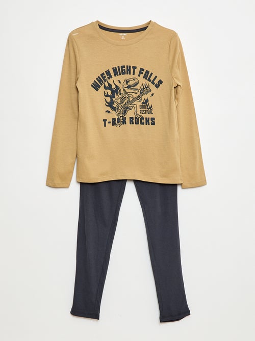 Lange pyjama van jersey met print - 2-delig - Kiabi