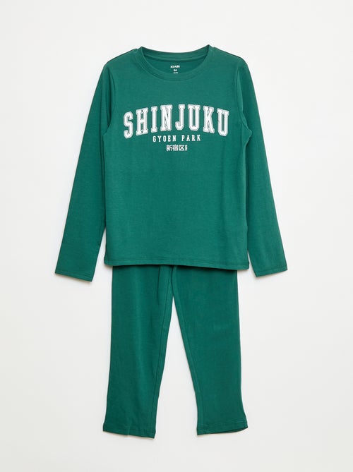Lange pyjama van jersey met print - 2-delig - Kiabi