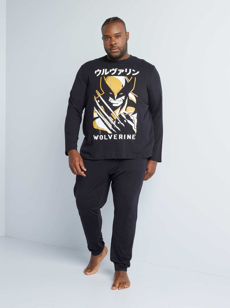 Lange pyjama van jersey 'Wolverine' - 2-delig ZWART - Kiabi