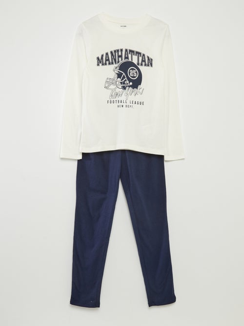 Lange pyjama van jerseystof met print - 2-delig - Kiabi