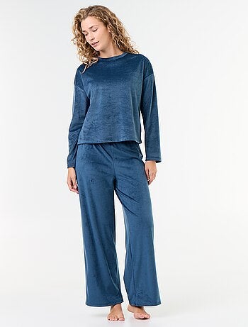 Lange pyjama van ribfluweel - 2-delig