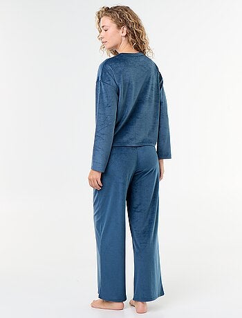 Lange pyjama van ribfluweel - 2-delig