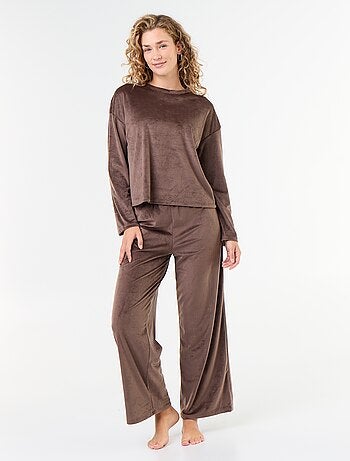 Lange pyjama van ribfluweel - 2-delig