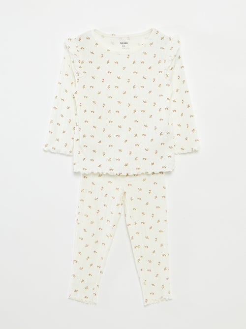 Lange pyjama van ribstof - 2-delig - Kiabi