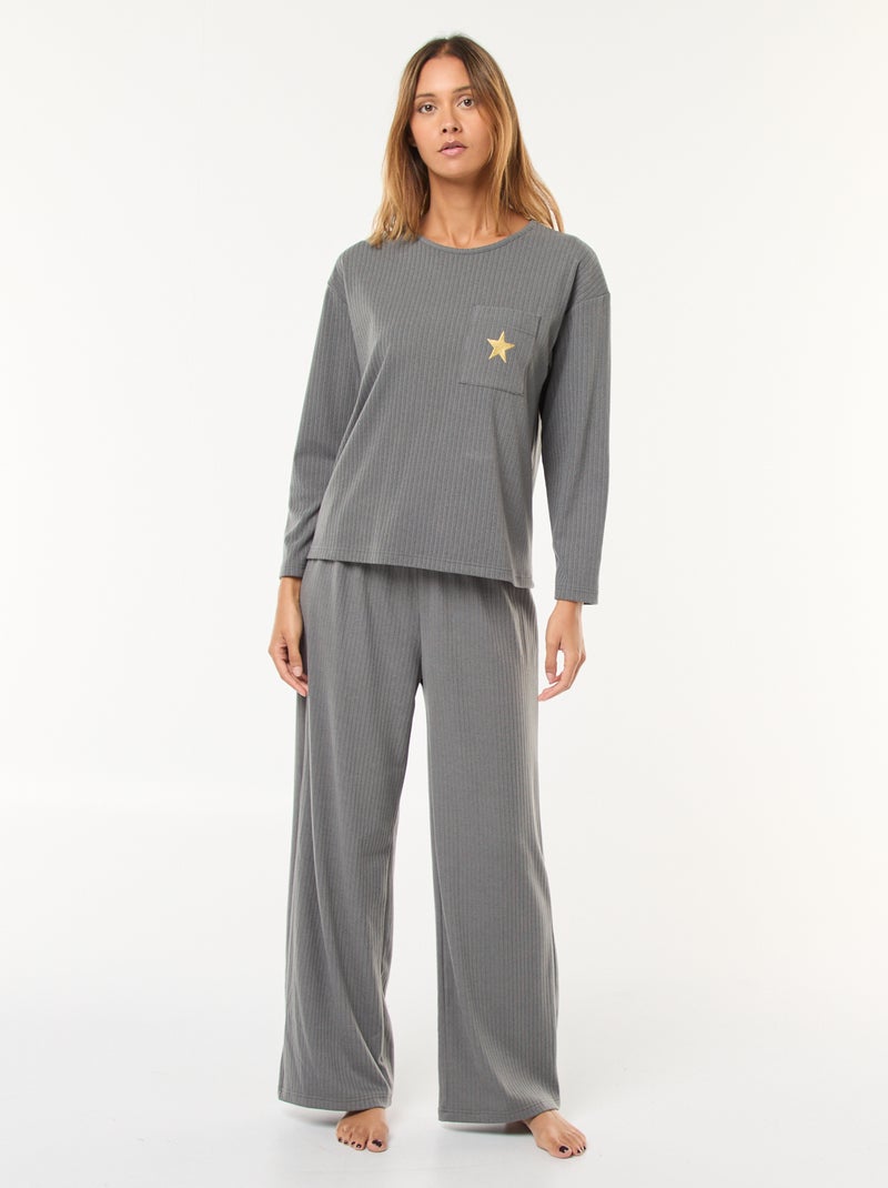 Lange pyjama van tricot - 2-delig Rood - Kiabi