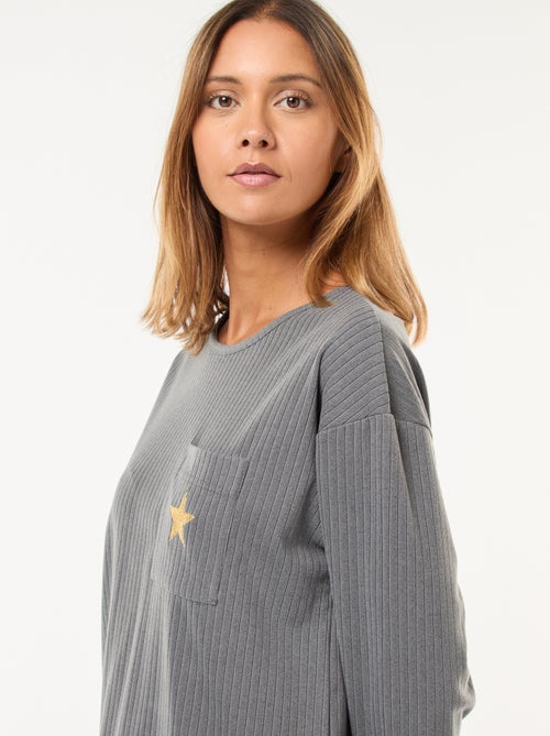 Lange pyjama van tricot - 2-delig - Kiabi