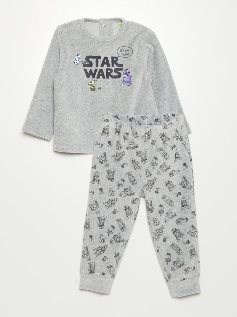 Lange pyjama van velours - 'Star Wars'-print - 2-delig GRIJS - Kiabi