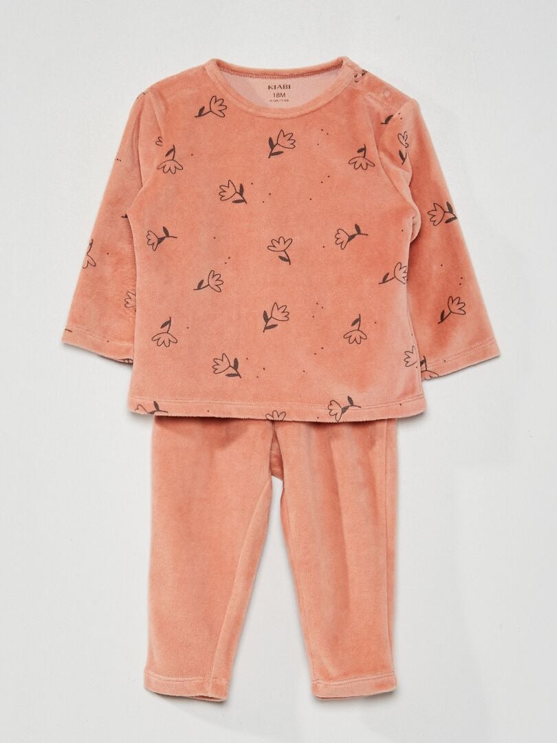 Lange pyjama van velours met print - 2-delig ROSE - Kiabi