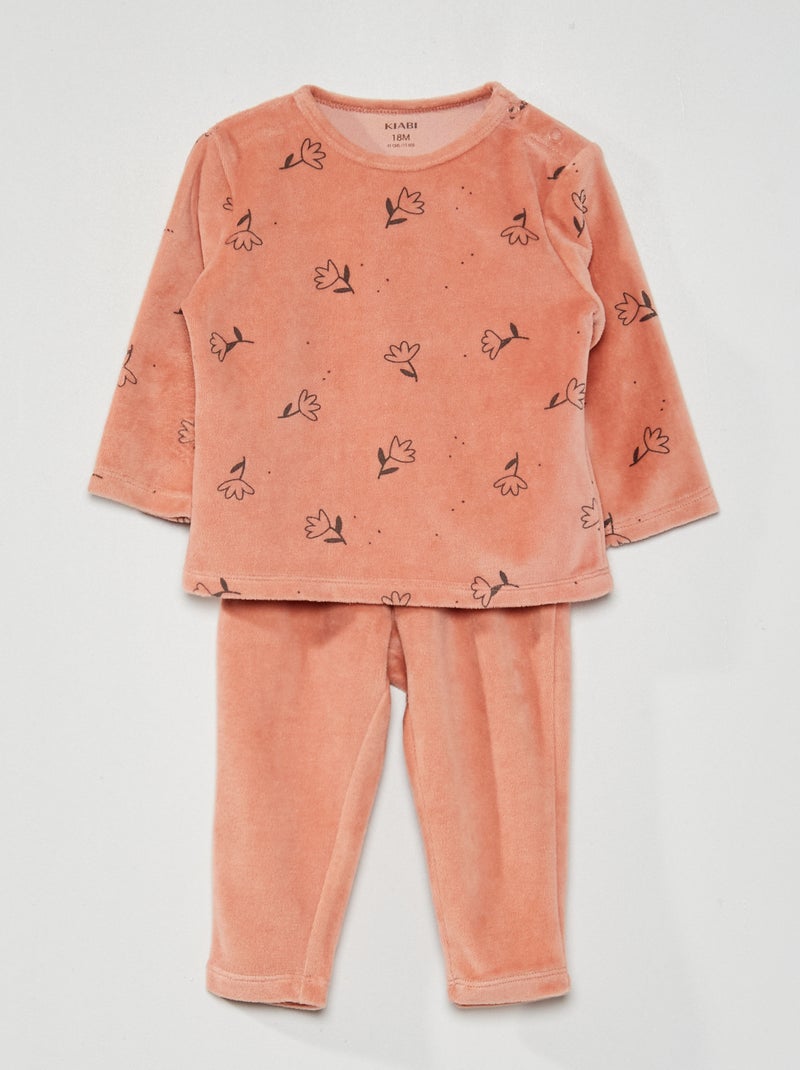 Lange pyjama van velours met print - 2-delig ROSE - Kiabi