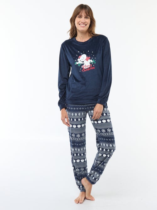 Lange pyjama van velours 'Stampertje' 'Disney' - 2-delig - Kiabi