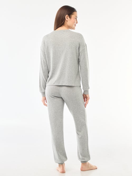 Lange pyjama van warm tricot - 2-delig - Kiabi