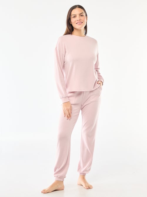 Lange pyjama van warm tricot - 2-delig - Kiabi