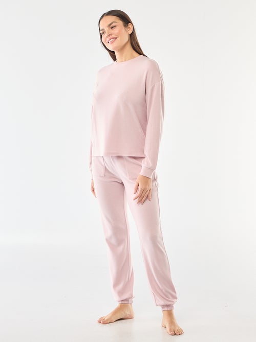 Lange pyjama van warm tricot - 2-delig - Kiabi