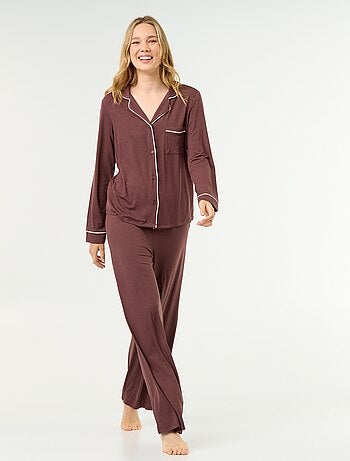 Lange pyjama van zachte stretchtricot - 2-delig