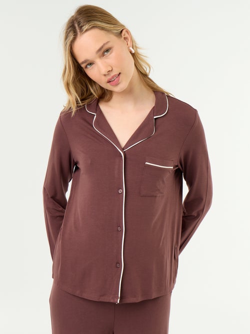 Lange pyjama van zachte stretchtricot - 2-delig - Kiabi Lange pyjama van zachte stretchtricot - 2-delig - Kiabi