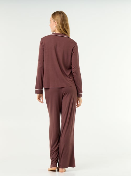 Lange pyjama van zachte stretchtricot - 2-delig - Kiabi Lange pyjama van zachte stretchtricot - 2-delig - Kiabi