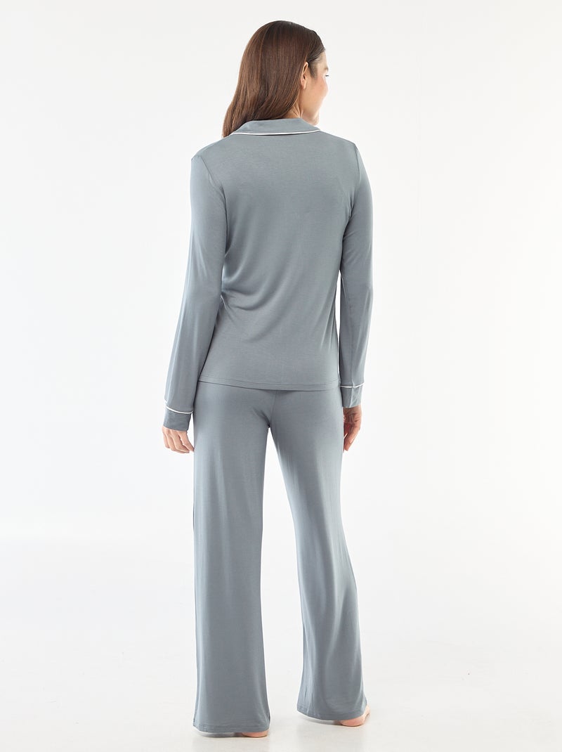 Lange pyjama van zachte stretchtricot - 2-delig Grijs - Kiabi