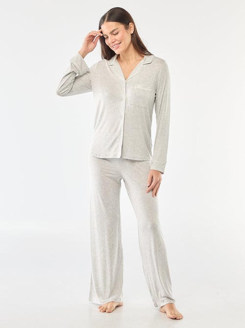 Lange pyjama van zachte stretchtricot - 2-delig - Kiabi