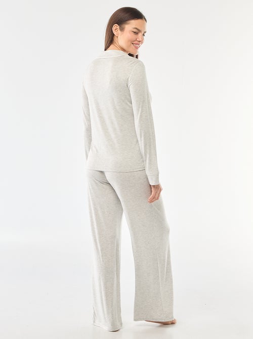 Lange pyjama van zachte stretchtricot - 2-delig - Kiabi