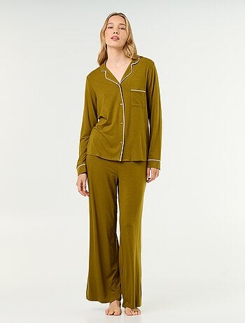 Lange pyjama van zachte stretchtricot - 2-delig