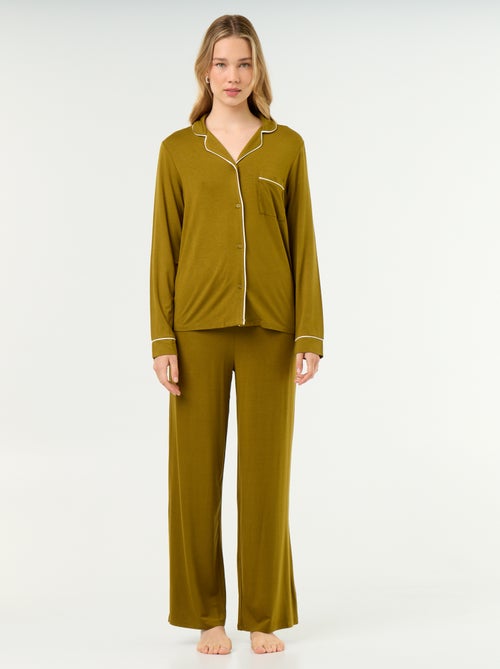 Lange pyjama van zachte stretchtricot - 2-delig - Kiabi Lange pyjama van zachte stretchtricot - 2-delig - Kiabi