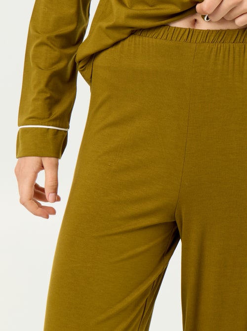 Lange pyjama van zachte stretchtricot - 2-delig - Kiabi Lange pyjama van zachte stretchtricot - 2-delig - Kiabi