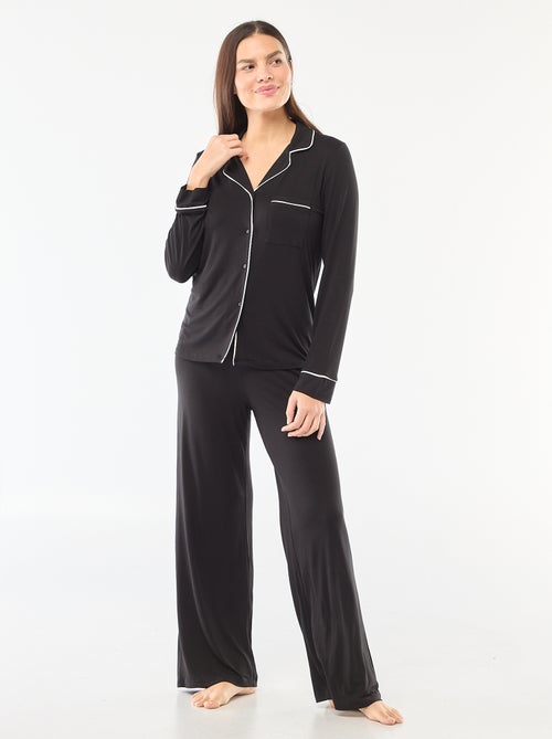 Lange pyjama van zachte stretchtricot - 2-delig - Kiabi