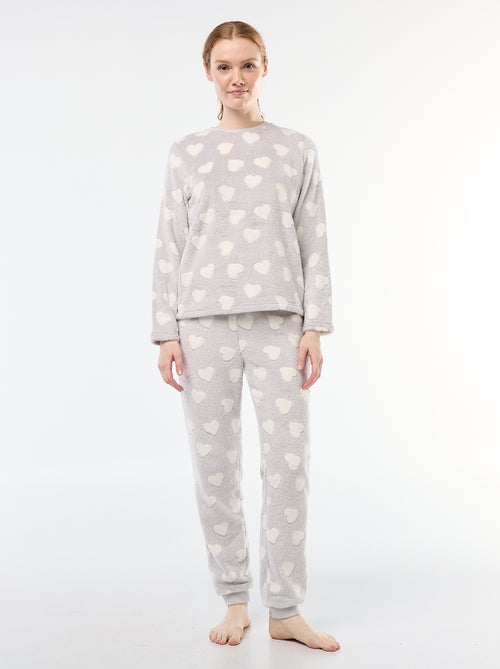 Lange pyjama van zachte tricot 2-delig - Kiabi