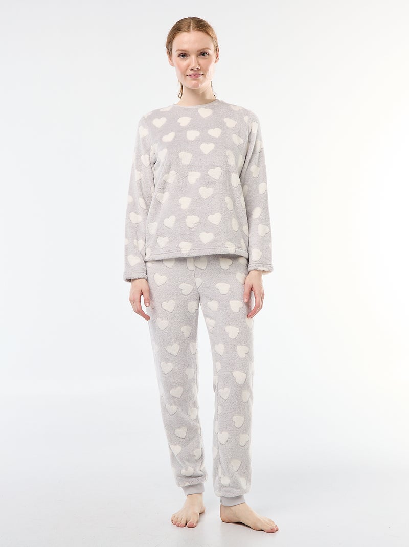 Lange pyjama van zachte tricot 2-delig Grijs - Kiabi