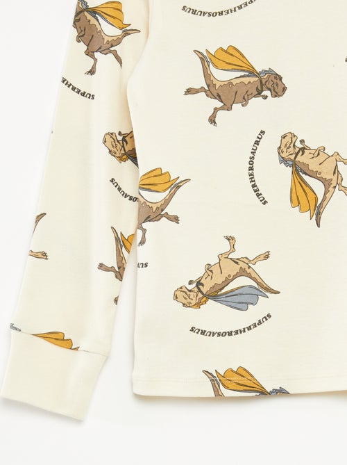 Lange pyjamaset T-shirt + broek met all-over motief - Kiabi