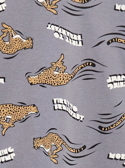 Lange pyjamaset T-shirt + broek met all-over motief - Kiabi