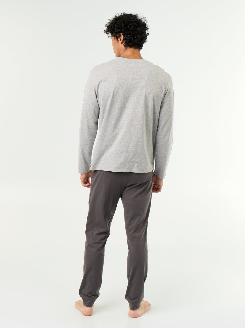 Lange pyjamaset van jersey - 2-delig Grijs - Kiabi