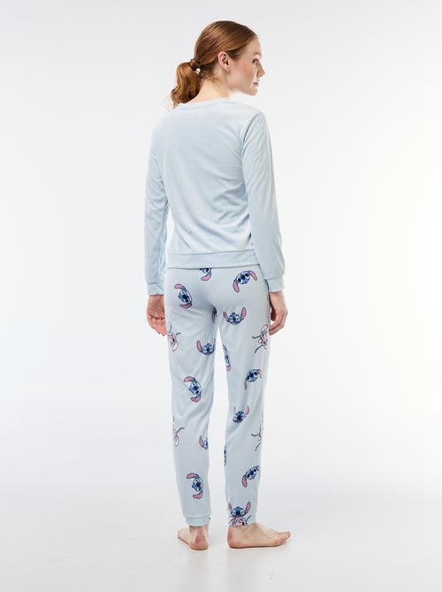 Lange pyjamaset van velours 'Stitch' 'Disney' - 2-delig - Kiabi