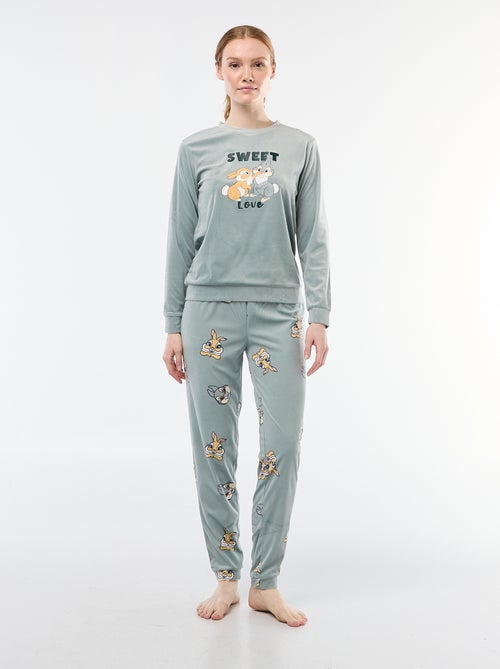 Lange pyjamaset van velours 'Stitch' 'Disney' - 2-delig - Kiabi