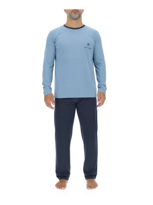 Lange pyjamaset voor heren van effen katoen met logo op de borst. - Kiabi Lange pyjamaset voor heren van effen katoen met logo op de borst. - Kiabi