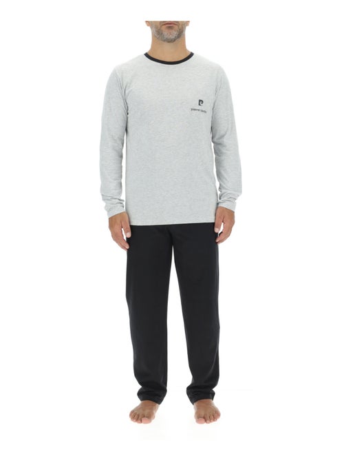 Lange pyjamaset voor heren van effen katoen met logo op de borst. - Kiabi Lange pyjamaset voor heren van effen katoen met logo op de borst. - Kiabi